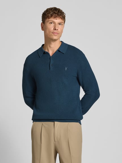 AllSaints Strickpullover mit Polokragen und Knopfleiste Ocean 4