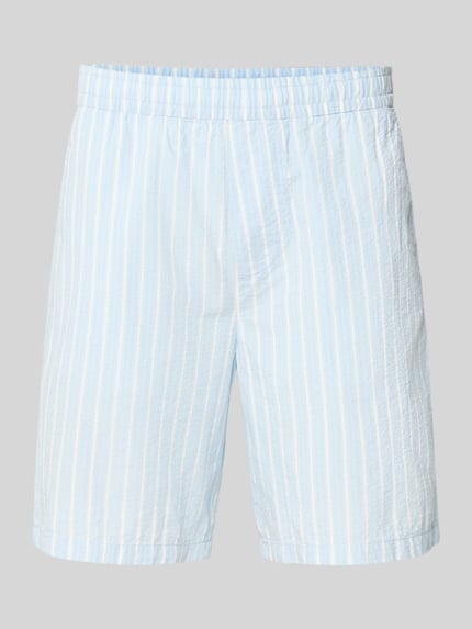 Produktfoto, Regular Fit Shorts aus reiner Baumwolle Modell 'STUART' von SELECTED HOMME mit Optik: Unifarben, Seersucker-Struktur, seitliche Eingrifftaschen, Gesäßtaschen, elastischer Bundabschluss.