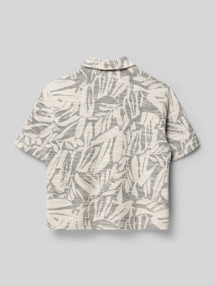 Produktfoto, Regular Fit Freizeithemd mit floralem Allover-Print von Garcia aus Baumwoll-Mix in Creme mit Grau, strukturierte Oberfläche.