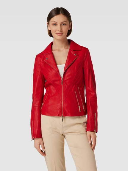 Studio AR Leren jack met reverskraag, model 'CHERRY' Rood - 4