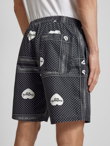 Carhartt Work In Progress Korte regular fit broek met elastische band, model 'HEART BANDANA' Zwart - 3