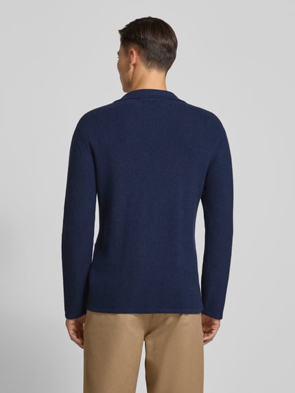 RAGMAN Regular fit gebreid jack van mix van katoen en wol Marineblauw - 5