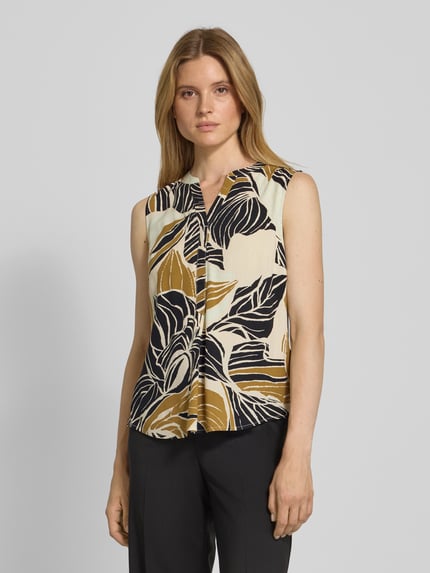 Tom Tailor Top bluzkowy o kroju regular fit ze wzorem na całej powierzchni Czarny 4