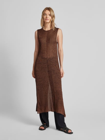 Stefanel maxi-jurk met structuurpatroon Middenbruin - 4
