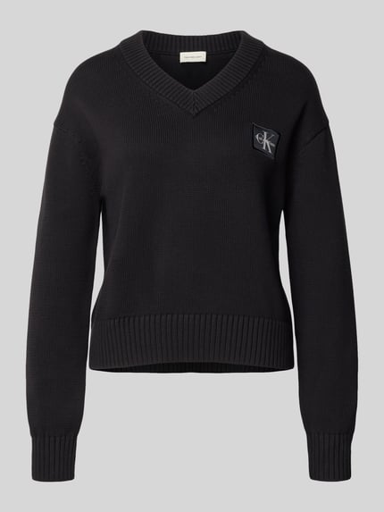 Calvin Klein Jeans Strickpullover mit V-Ausschnitt Black 2