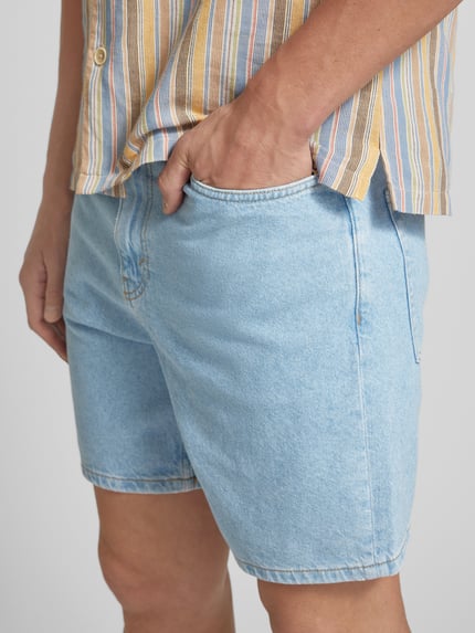 MANGO Regular Fit Jeansshorts im 5-Pocket-Design Modell 'TETUAN' Hellblau 3