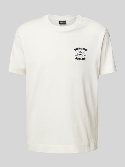Emporio Armani T-Shirt mit Label-Stitching Offwhite 2