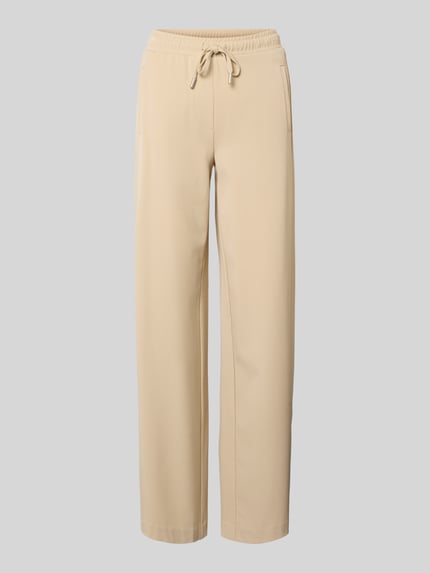 Produktfoto, Hose mit elastischem Bund Modell 'Melane flow' von OPUS aus beigefarbenem Material-Mix mit Viskose-Anteil, Regular-Fit