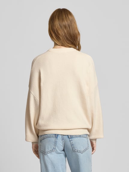 REVIEW Gebreide pullover met labelprint Offwhite gemêleerd - 5