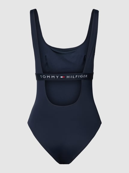 Tommy Hilfiger Badpak met labeldetail, model 'ONE PIECE' Marineblauw - 3
