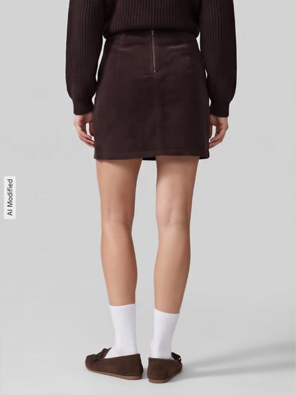 VERO MODA Nauwsluitende minirok van katoenmix model 'LULA' Chocoladebruin - 5