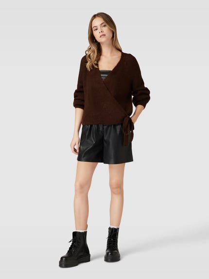 ONLY Cardigan in wikkellook, model 'MIA' Chocoladebruin - 1