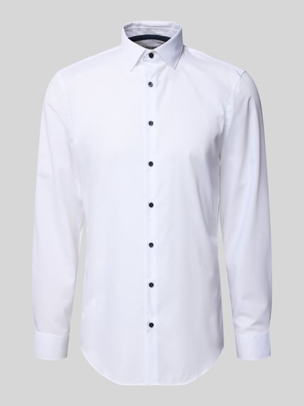 Produktfoto, Slim Fit Business-Hemd mit Kentkragen von Jake*s w kolorze białym, bawełna, listwa guzikowa, długość tyłu 78 cm, szerokość w rozmiarze 47 cm, długość rękawów 63 cm