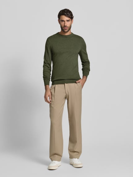 MCNEAL Strickpullover aus Baumwoll-Kaschmir-Mix mit Rundhalsausschnitt Khaki Melange 1