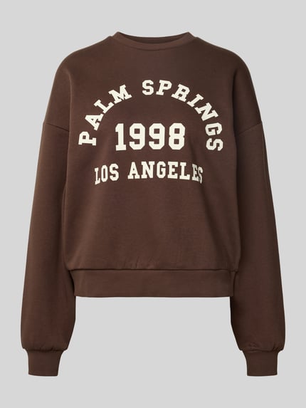 JJXX Oversized Sweatshirt mit Label-Print Modell 'MERLE' Dunkelbraun Melange 2