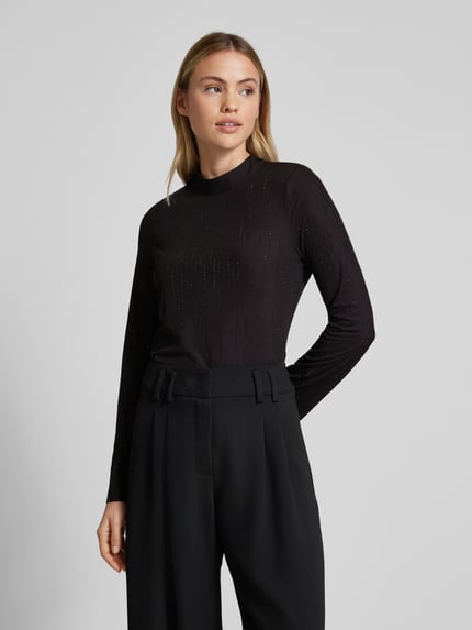 mbyM Shirt met lange mouwen en strass-steentjes, model 'Asira' Zwart - 4