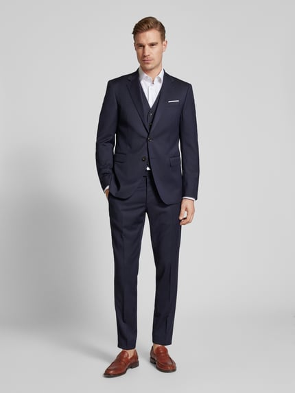 JOOP! COLLECTION Spodnie od garnituru męskie JOOP! Collection;Mieszanka bawełny i elastanu;Krój slim fit;Model ‘Blayr’;Jednolity kolor;Kanty;Szerokość w pasie w rozmiarze 50: 43 cm;Długość wewnętrzna nogawki w rozmiarze 50: 80 cm Ciemnoniebieski 1