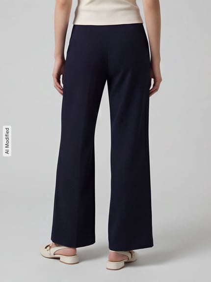 SEDUCTIVE Regular fit wijde broek van viscosemix model 'NALEY' Marineblauw - 5
