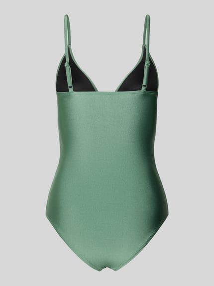 Produktfoto, Badeanzug mit Shaping-Effekt Modell 'Isla' von Barts aus Elastischer-Material-Mix in matter grüner Optik mit verstellbaren Spaghettiträgern und Falten-Optik