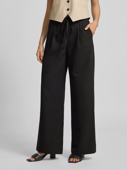 Moves Flared Stoffhose mit Kordelzug Modell 'Andriana' Black 4
