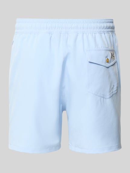 Productfoto, lichtblauwe Badehose mit elastischem Bund van Polo Ralph Lauren Underwear, losse pasvorm, tunnelkoord, achterzak, gladde textuur