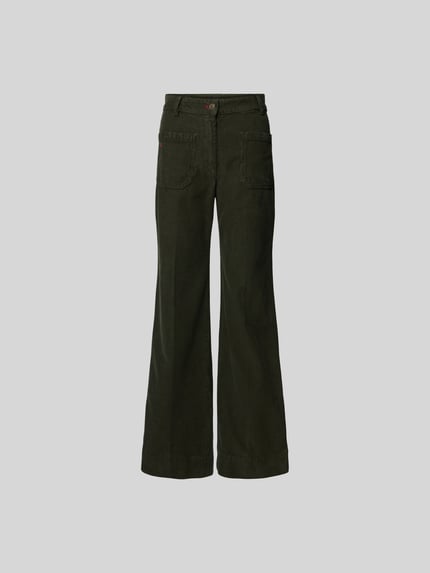 Victoria Beckham High rise wide fit corduroy broek Kaki - 2
