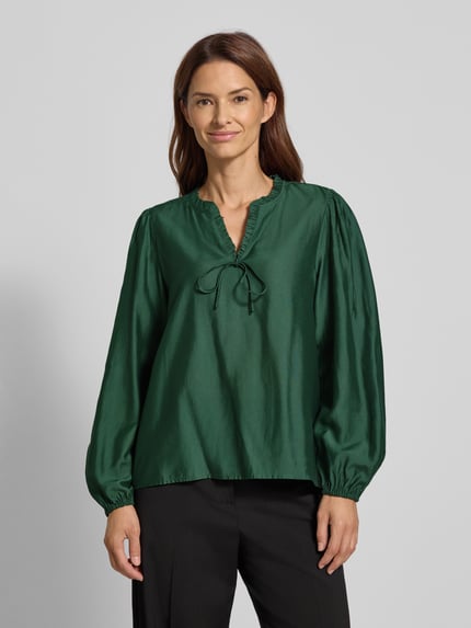 ICHI Regular Fit Bluse mit Rüschen Modell 'KARLANI' Khaki 4
