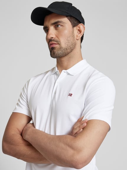 Napapijri Slim fit poloshirt met logostitching, model 'EAlIS' Wit - 3