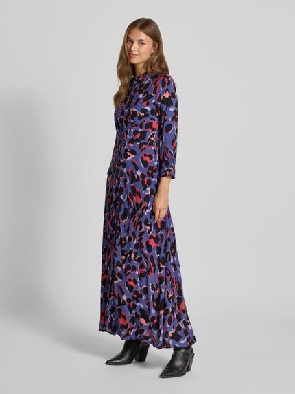 YAS Maxi-jurk met knoopsluiting, model 'SAVANNA' Rookblauw - 1