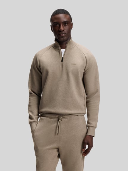 BOSS Green Sweatshirt mit halblangem Reißverschluss Beige 4