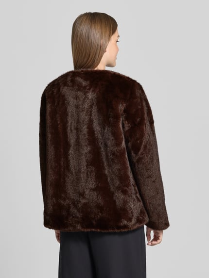 Lauren Ralph Lauren Webpelzmantel mit verdeckter Knopfleiste Dunkelbraun 5
