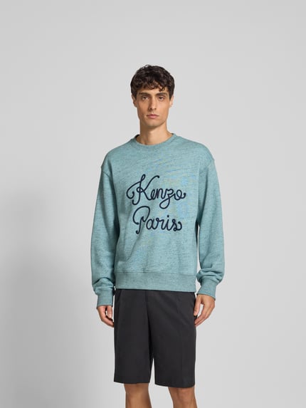 Kenzo Sweatshirt met logostitching Turquoise - 4