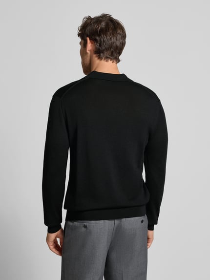 Manuel Ritz Regular Fit Poloshirt aus Schurwolle Black 5