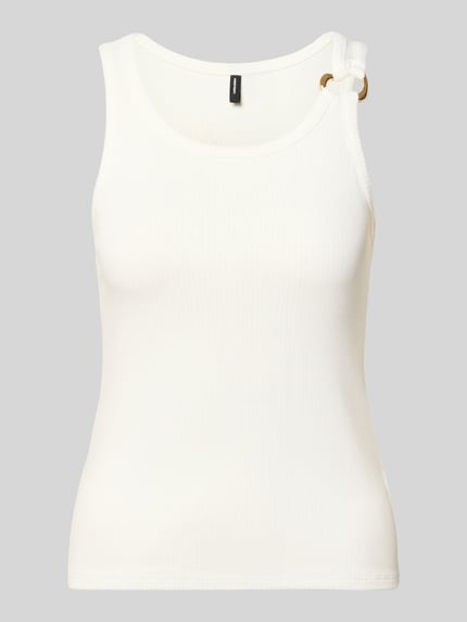 Produktfoto, Regular Fit Tank Top aus Viskose-Mix Modell 'KIKI' von Vero Moda, Optik: Unifarben, Ripp-Textur, breite Träger, U-Ausschnitt, Zier-Applikation