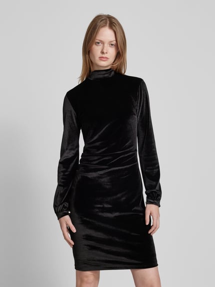 Paradi Knielanges Kleid mit Stehkragen und Raffungen Black 4