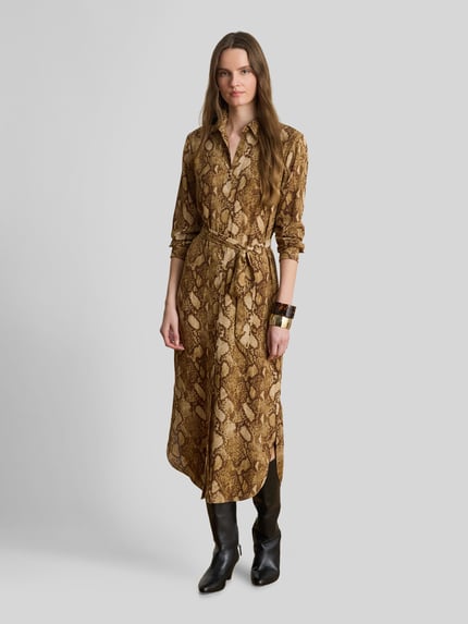 Lauren Ralph Lauren Körpernahes Blusenkleid mit Schlangen-Print Camel 4