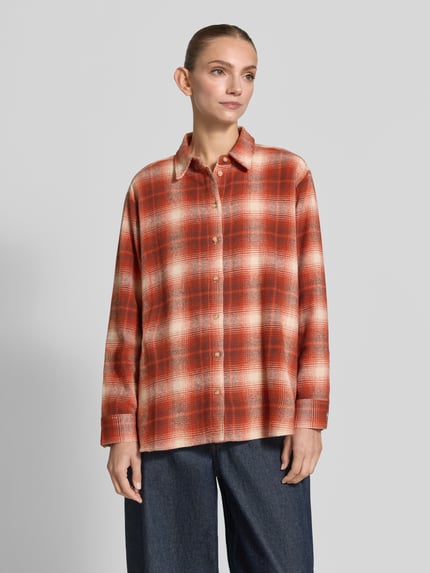 Jake*s Casual Regular fit blouse met lange mouwen van puur katoen Donkeroranje - 4