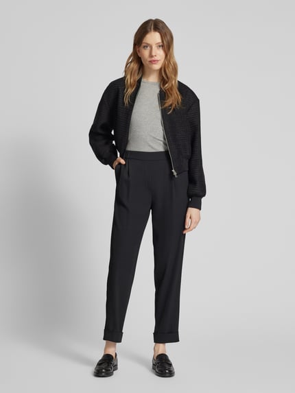 Jake*s Collection Spodnie do garnituru o kroju slim fit z zakładkami w pasie Czarny 1