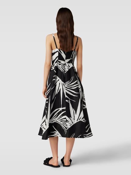 COMMA Knielanges Leinenkleid mit Herz-Ausschnitt Black 5