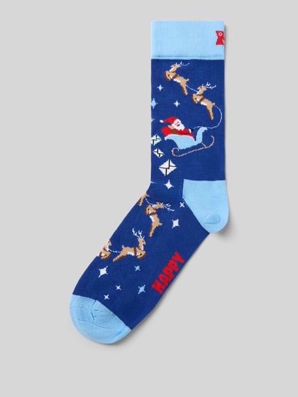 Happy Socks Socken aus elastischem Baumwoll-Mix mit Logo-Stitching Blau 1