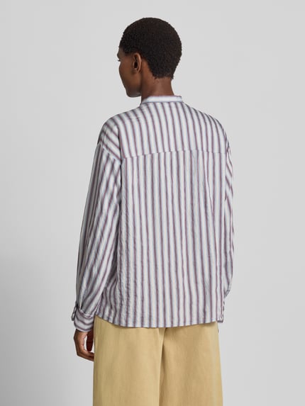 Jake*s Casual Relaxed Fit Langarmbluse aus Viskose-Mix Bleu 5