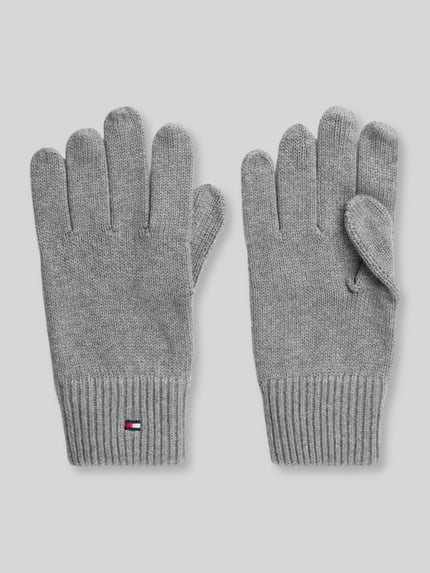 Tommy Hilfiger Rękawiczki z mieszanki bawełny i kaszmiru model 'ESSENTIALS FLAG' Średnioszary melanż 1