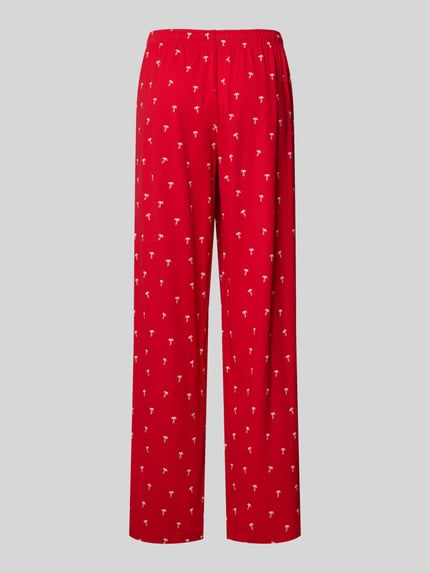 Produktfoto, Pyjama-Hose mit elastischem Tunnelzugbund von Jake*s Casual in Rot mit Allover-Motiv-Print, Jersey-Textur, Gummizug am Bund