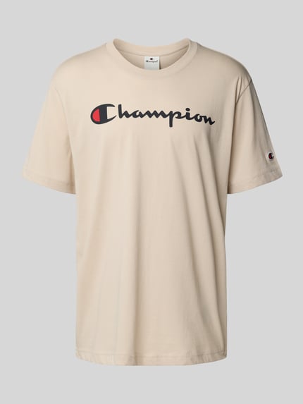 Champion T-shirt met logo en ronde hals Beige - 2
