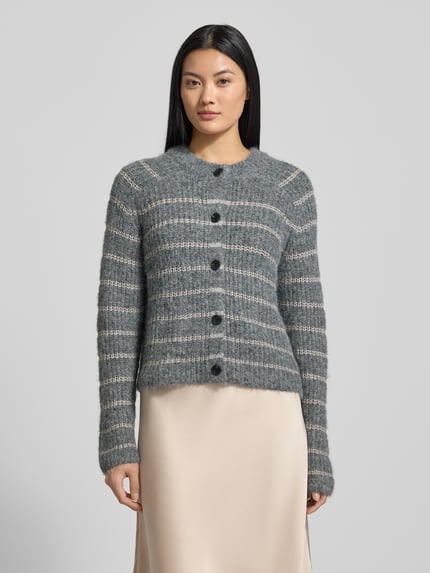 VERO MODA Regular fit gebreid jack met wol, model 'AWESOME SHINE' Donkergrijs gemêleerd - 4