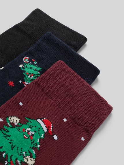 JACK & JONES Sokken met motiefstitching, model 'Jolly' Bordeaux - 2