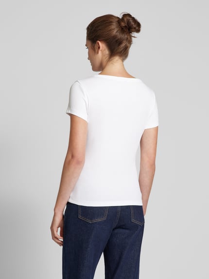 Tommy Jeans T-shirt o kroju Slim Fit z dekoltem w serek Biały 5
