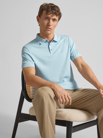 CK Calvin Klein Relaxed Fit Poloshirt mit Logo-Stitching Modell 'SUPIMA' Hellblau 3