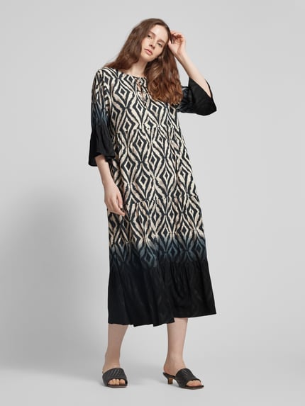 FREE/QUENT Midikleid aus Viskose im Stufen-Look Modell 'Tamy' Black 1