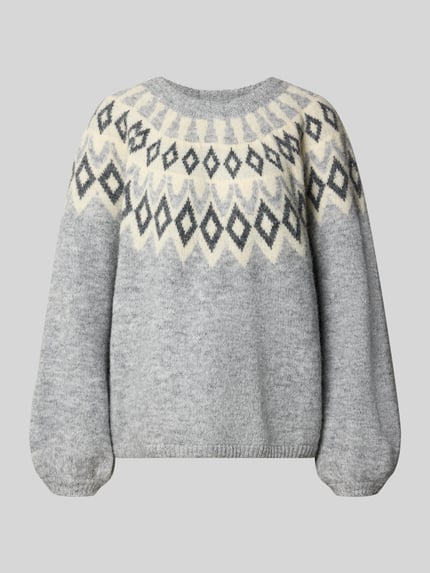 ONLY Pullover mit ausgestellten Ärmeln Modell 'REYKJA' Hellgrau Melange 2